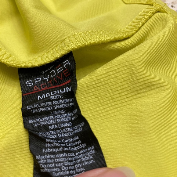 Spyder Active Racerback Tank Top Citron Women's  Built in Bra Size M - Picture 5 of 5